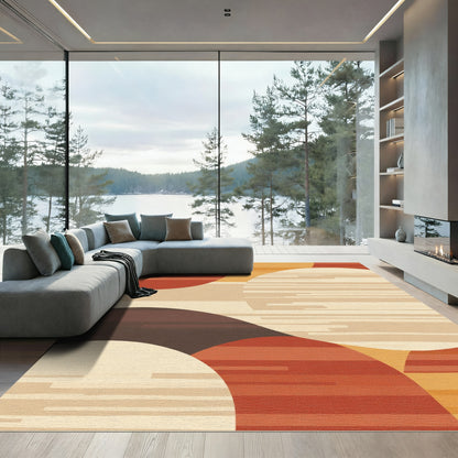 Terracotta Orange Earthy Circles Rug