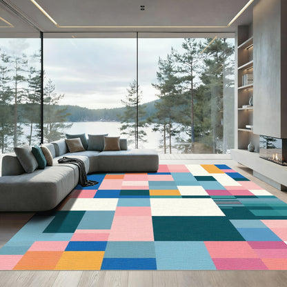 Geometric Colorblock Abstract Rug