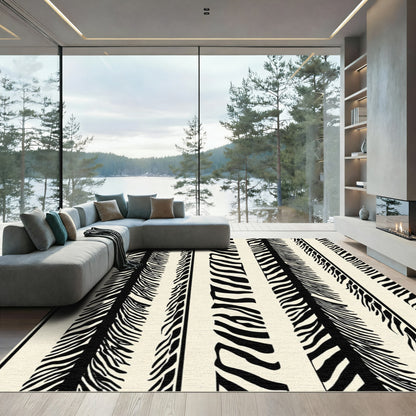 Bold Black Zebra Stripe Vertical Rug