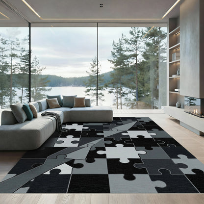 Monochromatic Puzzle Piece Arrow Rug