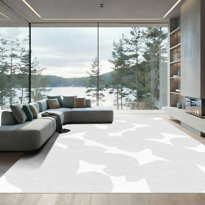Soft Gray Organic Abstract Form Rug