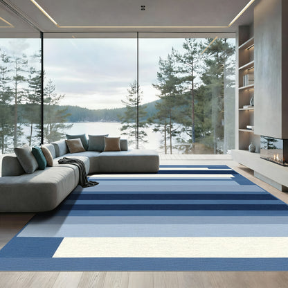Deep Blue Gradient Horizontal Stripe Rug