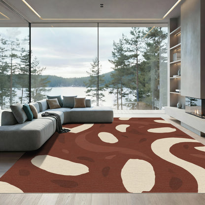 Modern Terracotta Organic Shapes Rug