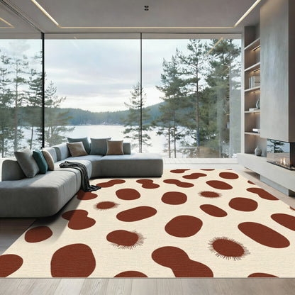Brown Organic Shapes Cream Scatter Rug