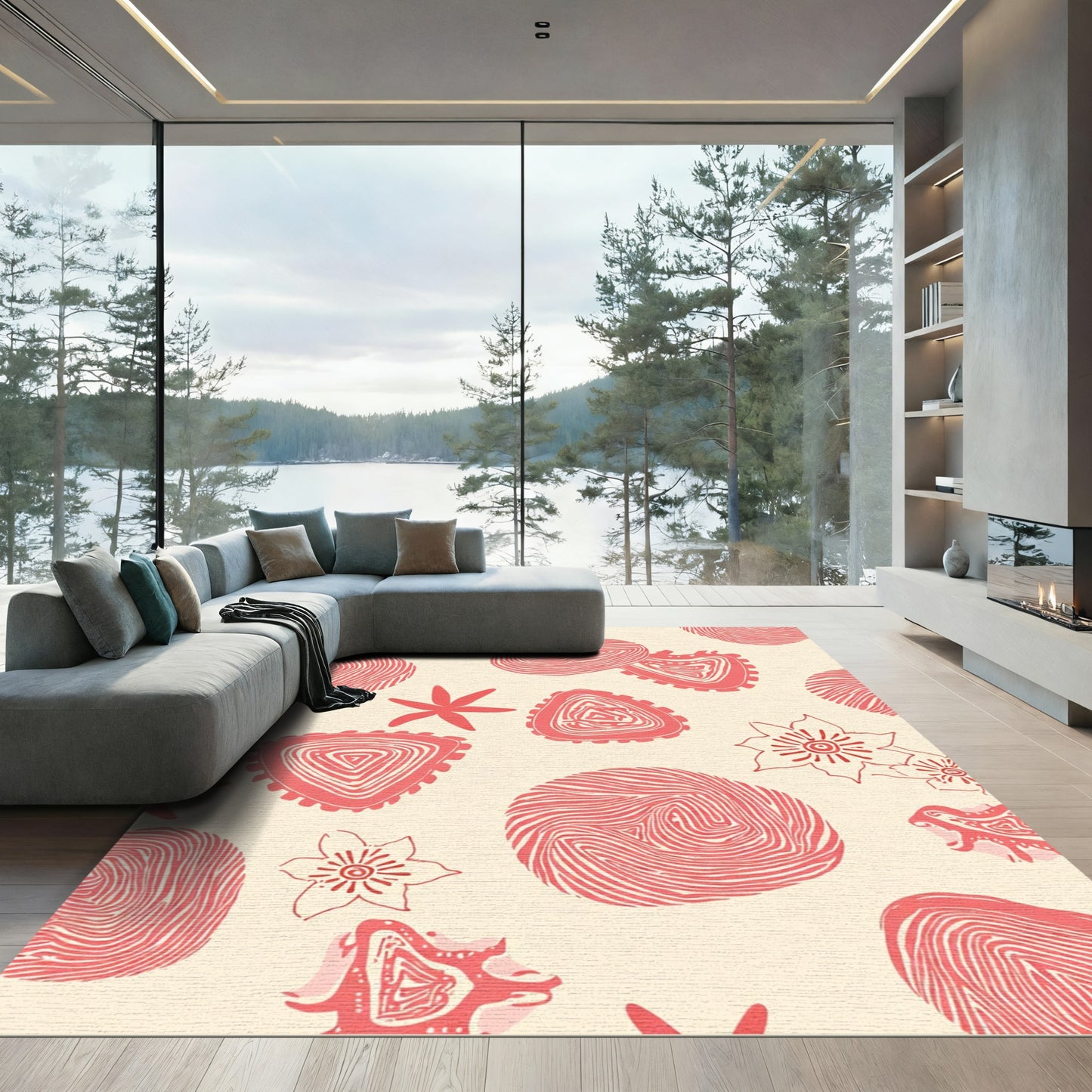 Coral Swirl Organic Forms Collection Rug
