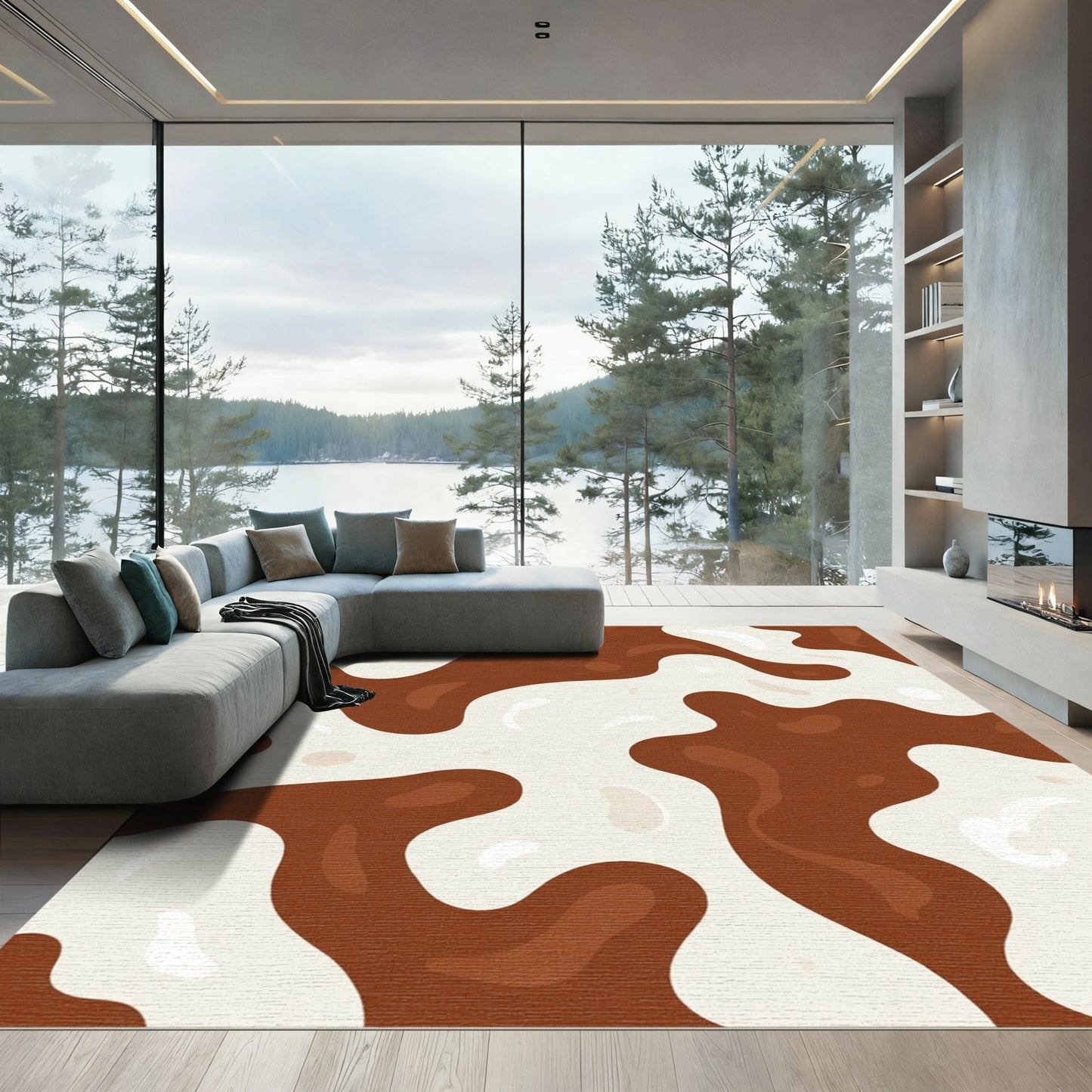 Chocolate Milk Swirl Organic Flow Rug