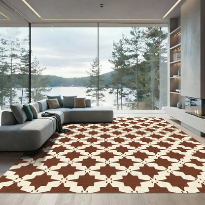 Chocolate Starburst Geometric Lattice Rug