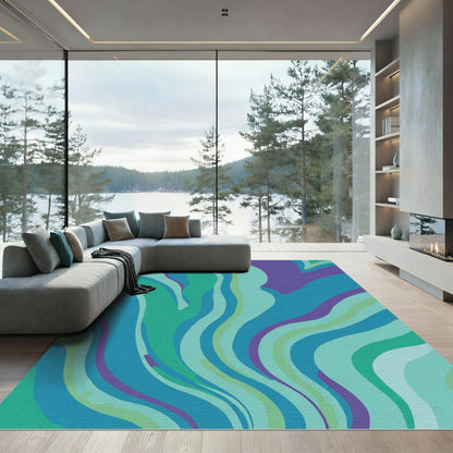 Oceanic Swirl Blue Green Purple Rug