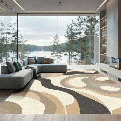 Earthy Swirl Abstract Rug