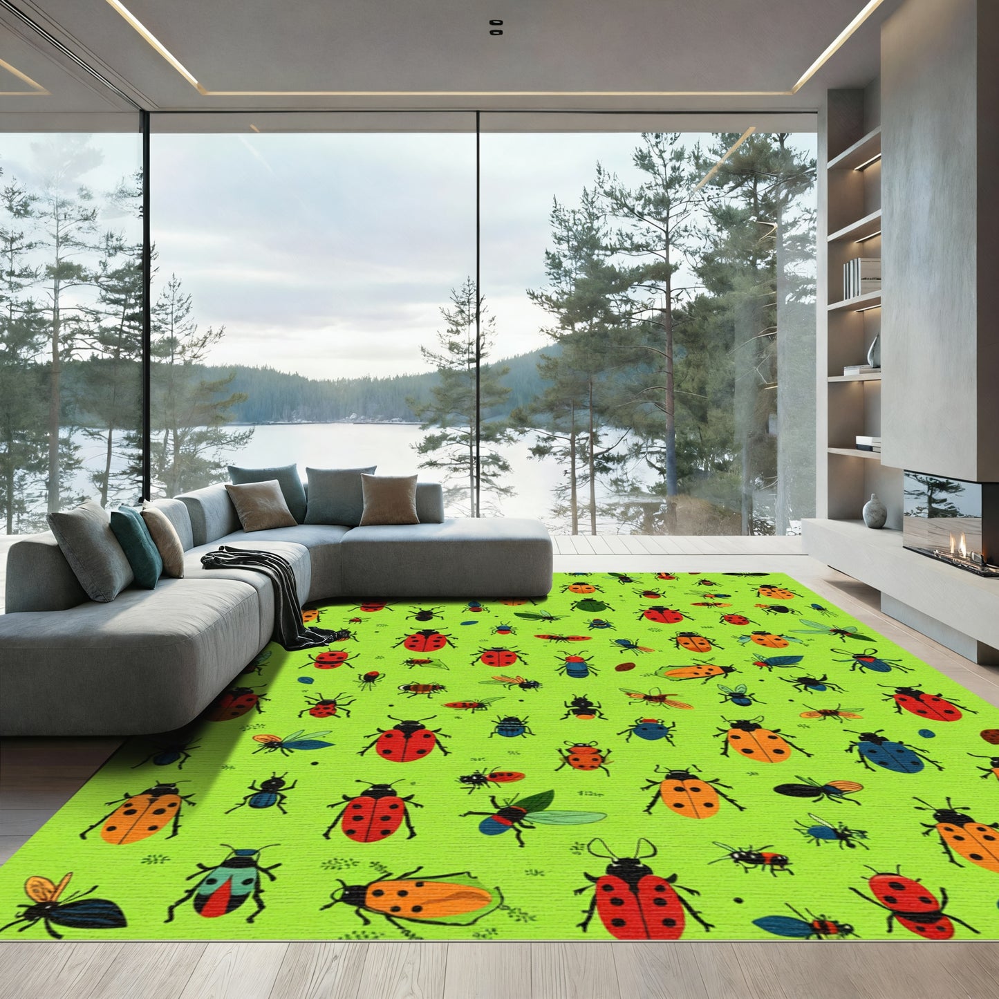 Whimsical Insect Garden Ladybug Collection Rug