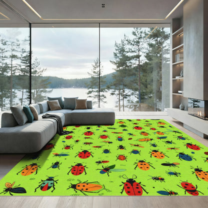 Whimsical Insect Garden Ladybug Collection Rug