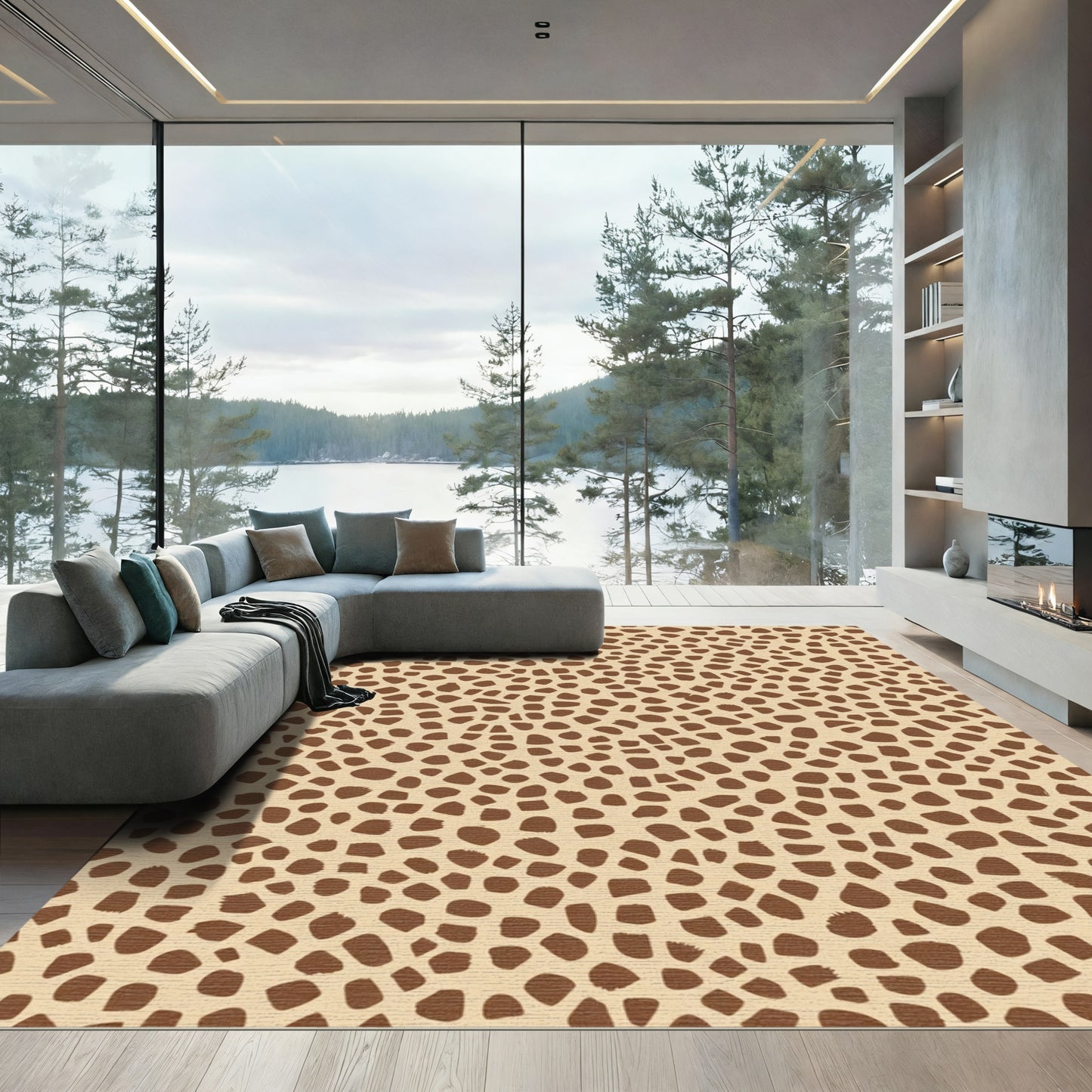 Earthy Brown Spotted Organic Texture Rug