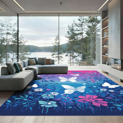 Whimsical Butterfly Garden Landscape Rug