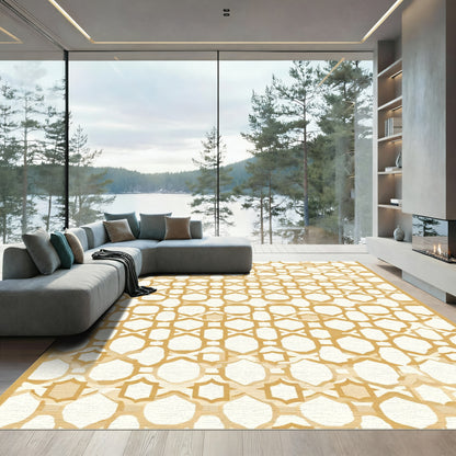 Golden Geometric Lattice Window Rug