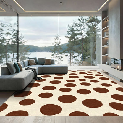 Cream Brown Polka Dot Scatter Rug