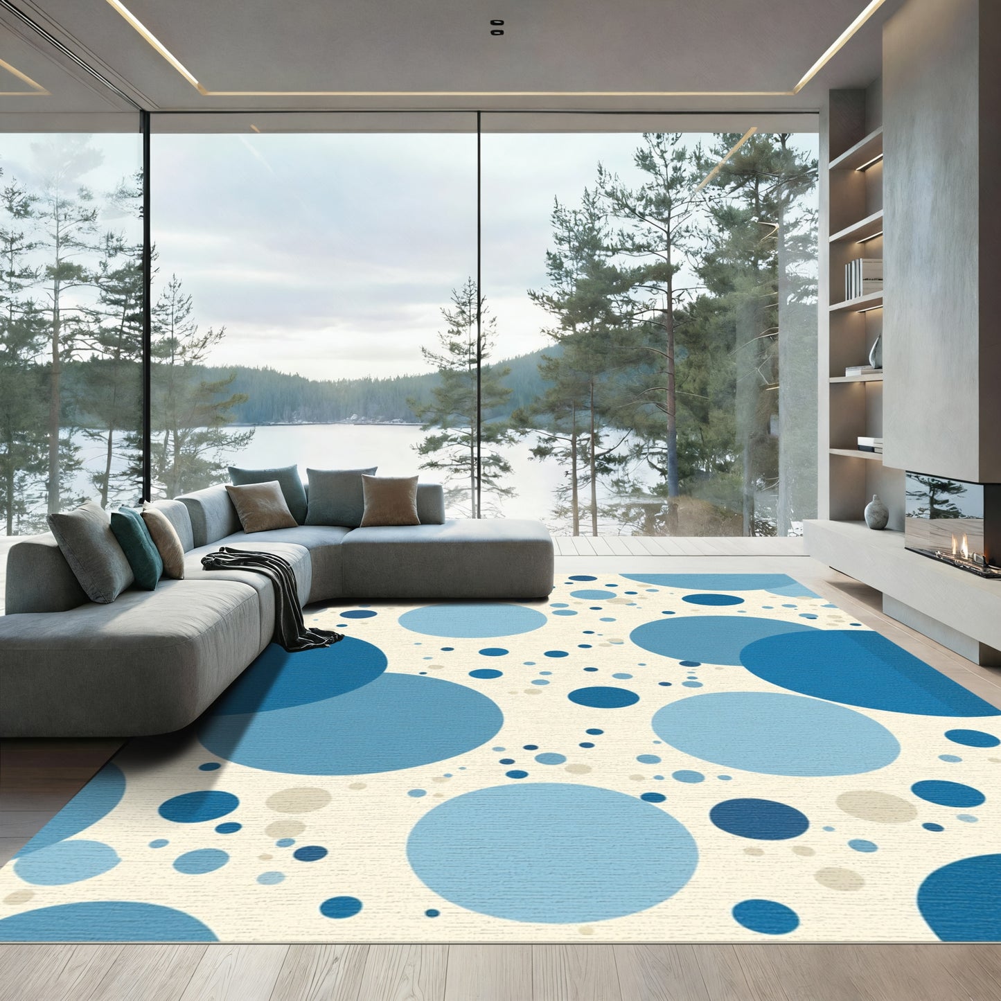 Cerulean Sky Bubble Scatter Rug