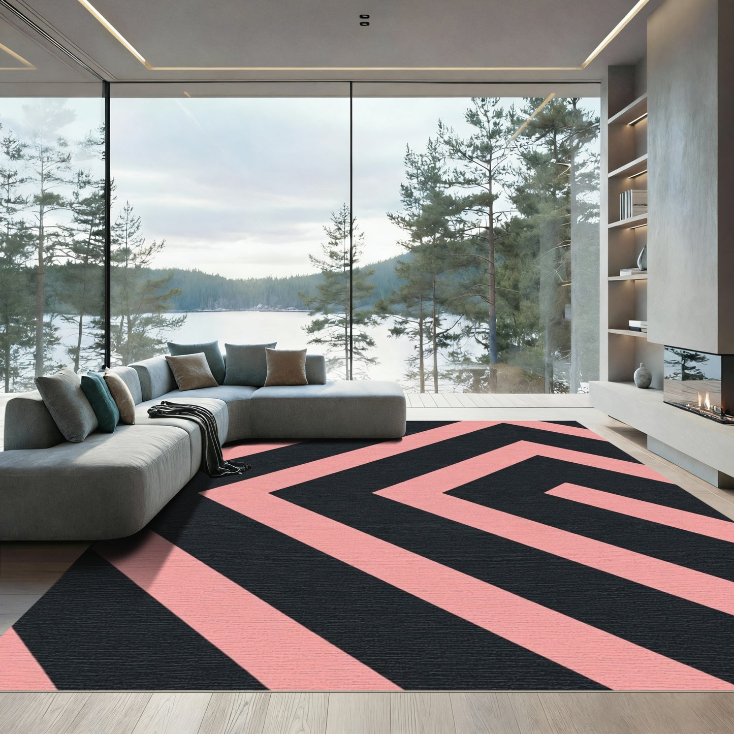 Blush Pink Chevron Pattern Rug