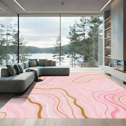 Pink Gold Marble Vein Rug
