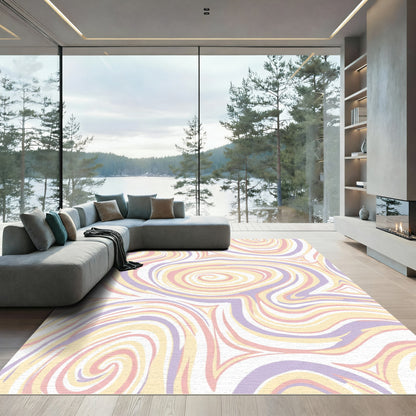 Soft Pastel Swirl Abstract Watercolor Rug