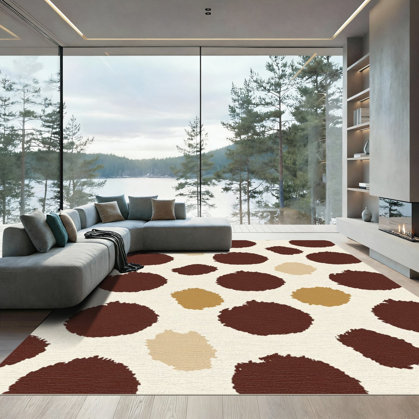 Brown Tan Speckled Spot Rug
