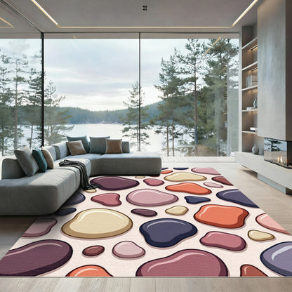 Smooth Stone Pebbles Color Splash Rug