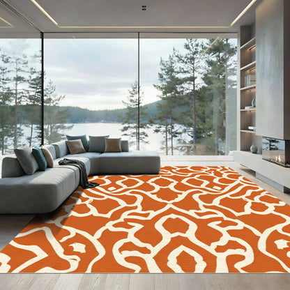 Terracotta White Organic Curlicue Rug