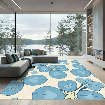 Powdery Blue Floral Cluster Rug