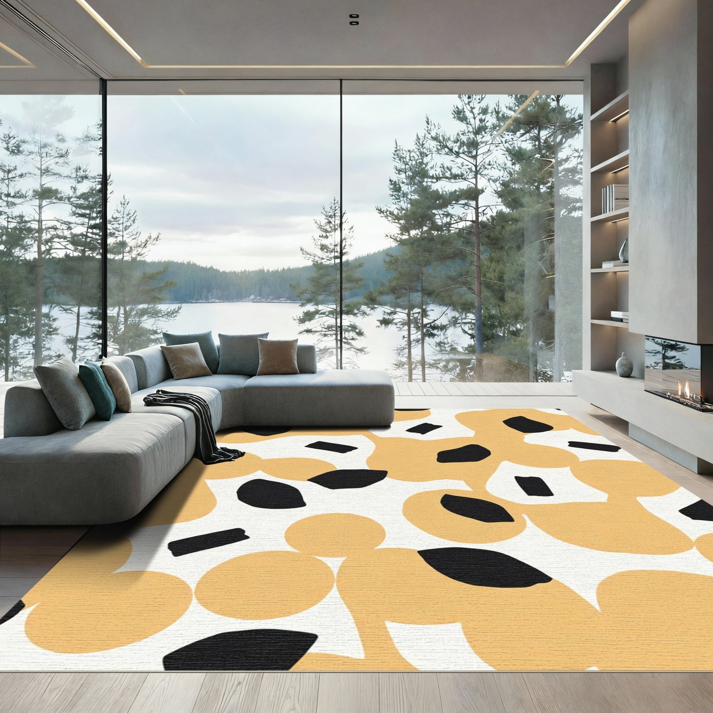Abstract Ochre Blob Spot Rug
