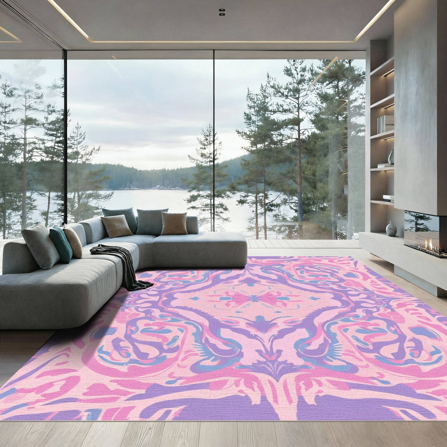 Pastel Psychedelic Swirl Medallion Rug