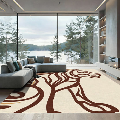 Majestic Brown Lion Silhouette Rug