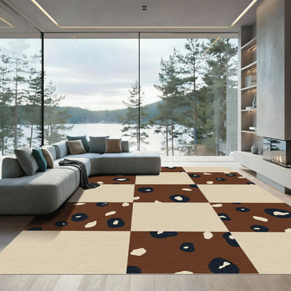 Brown Beige Leopard Tile Rug
