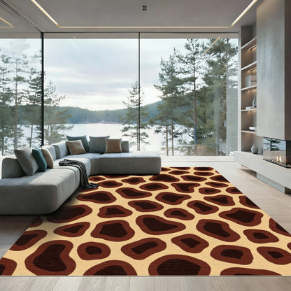 Brown Tan Abstract Animal Spots Rug