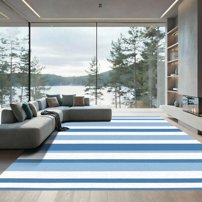 Modern Blue Indigo Stripe Rug