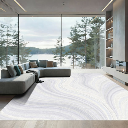 Abstract Gray Flowing Waves Rug