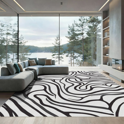 Monochrome Organic Wave Composition Rug