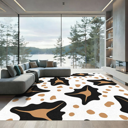 Bold Black Gold Spotted Abstract Rug