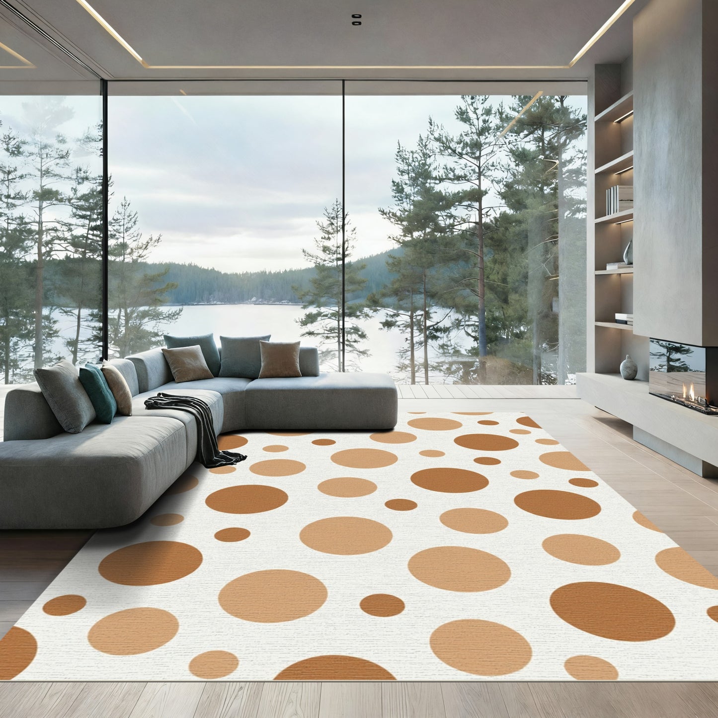 Warm Taupe Polka Dot Scatter Rug