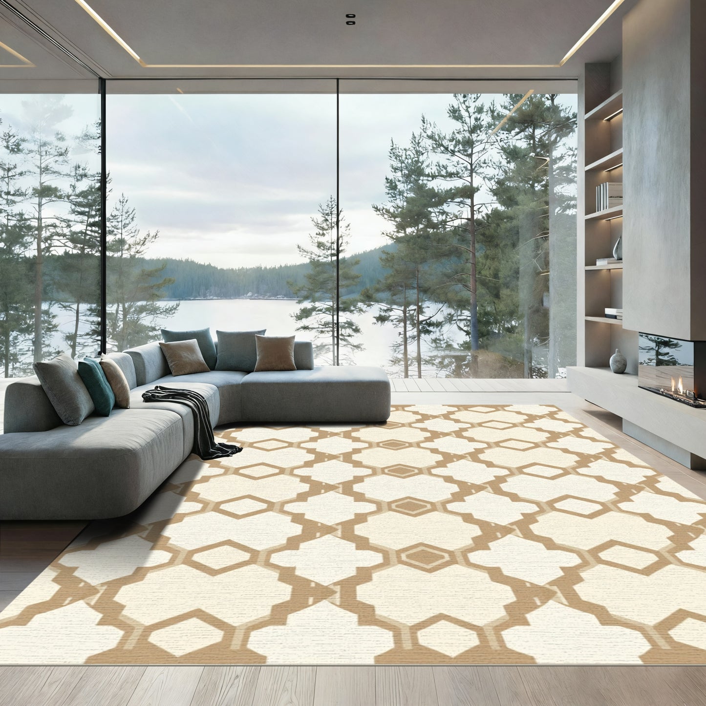 Geometric Sepia Link Arabesque Rug