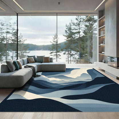 Deep Blue Mountain Horizon Layers Rug