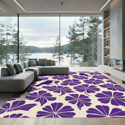 Purple Floral Bird Silhouette Rug
