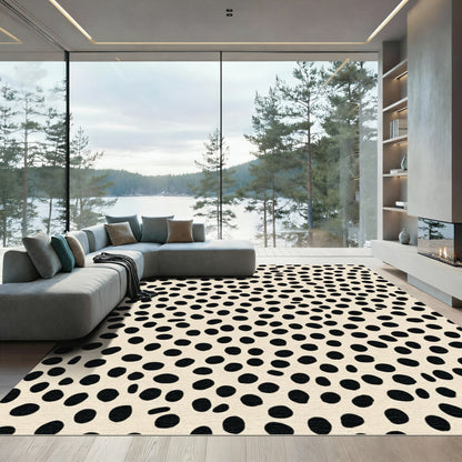 Neutral Cream Black Dot Spot Rug