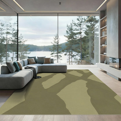 Olive Camouflage Abstract Intersecting Lines Rug