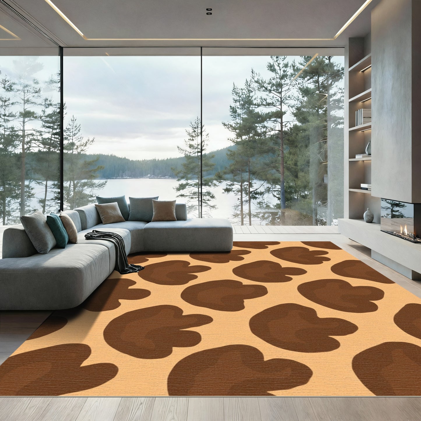 Brown Spots Animal Print Rug