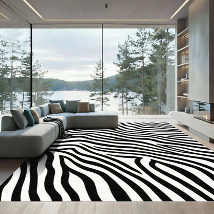 Striking Black White Zebra Stripes Rug