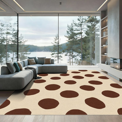 Cocoa Dot Cream Polka Rug