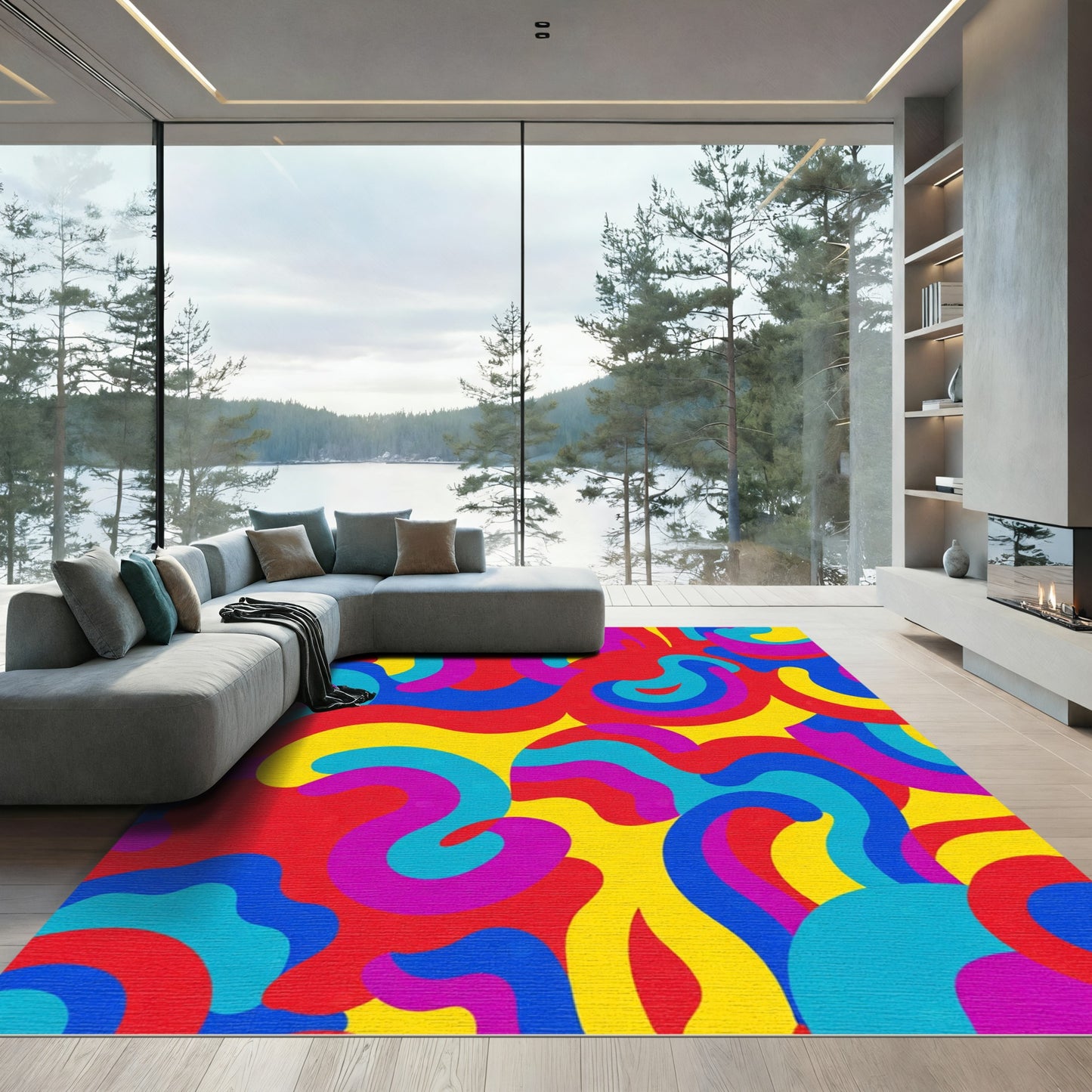 Groovy Multicolor Swirl Abstract Rug