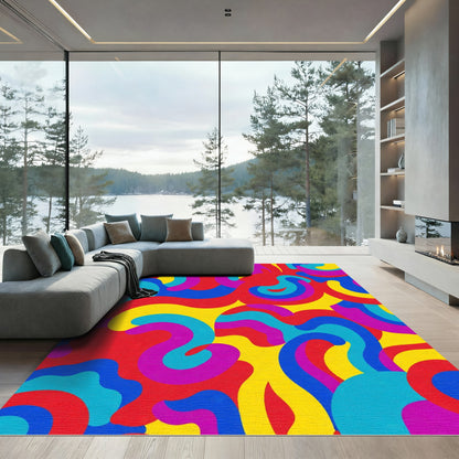 Groovy Multicolor Swirl Abstract Rug