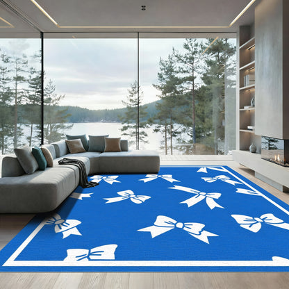 White Bows On Royal Blue Rug