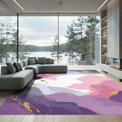 Amethyst Pink Purple Gold Swirl Rug
