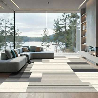 Monochrome Horizontal Rectilinear Lines Rug